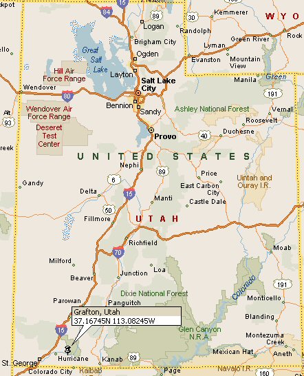 Grafton Utah Map